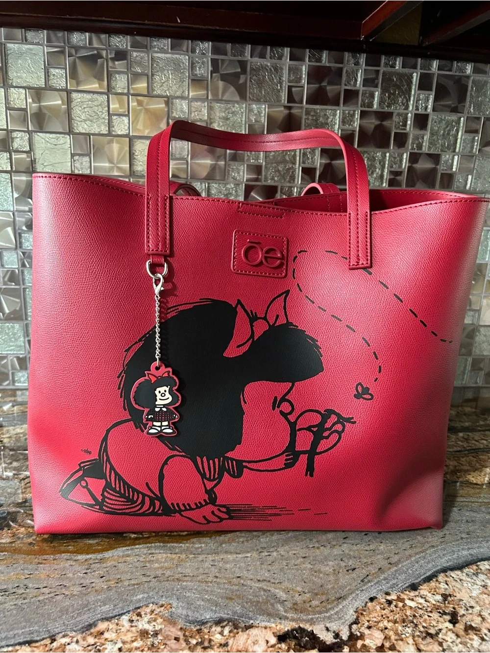 Mafalda CLOE MX. Red Tote Bag with Cartoon Graphic - Brand